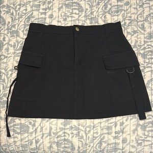 Black Cargo Mini Skirt